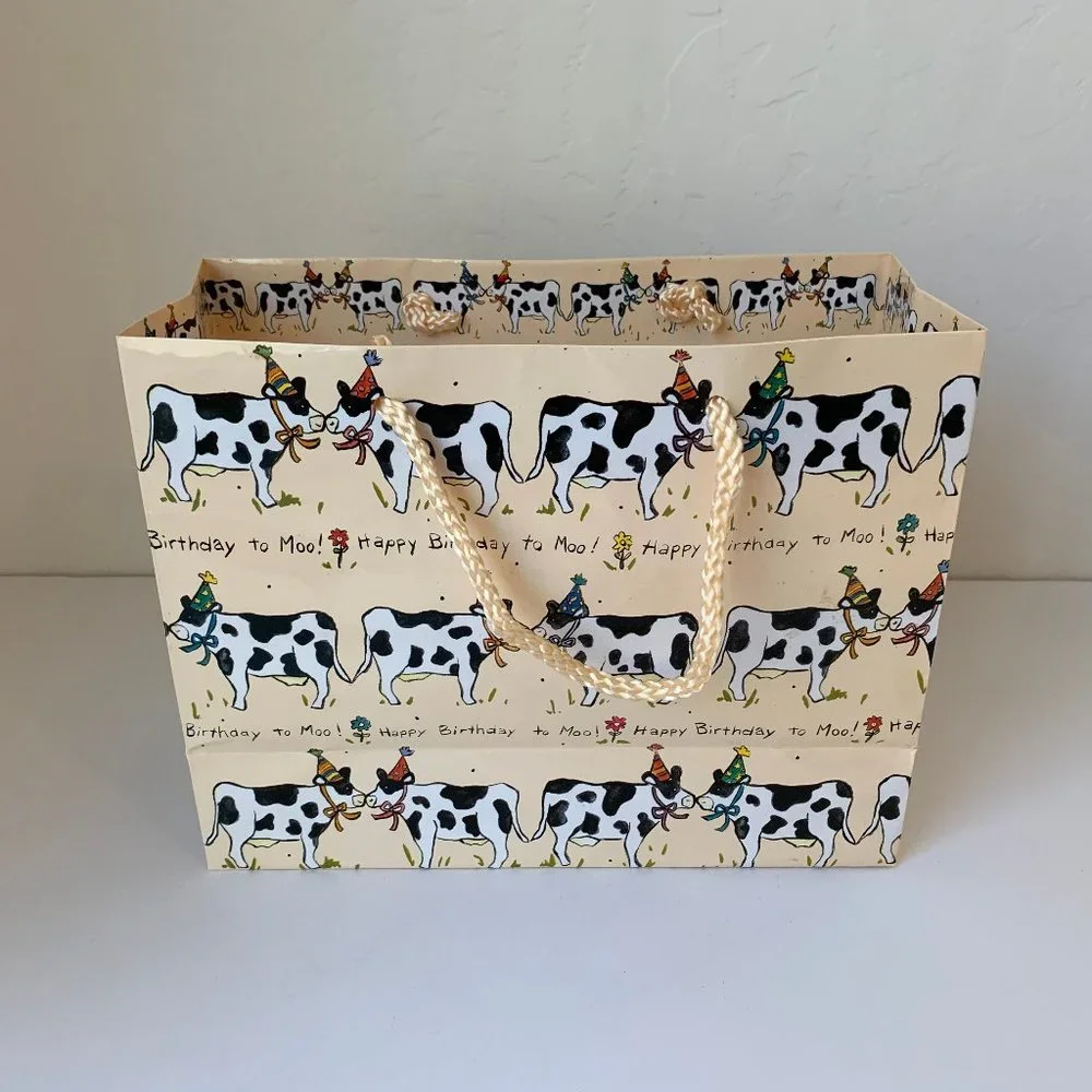 Cow Theme Gift Bags Set of 2 Happy Birthday Holiday Cows 2 PC